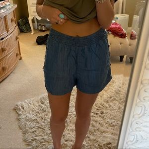 Loose high waisted denim shorts